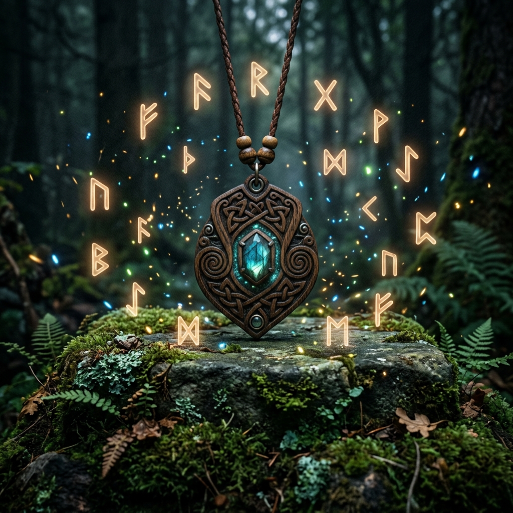 Runes celtiques lumineuses et amulettes magiques